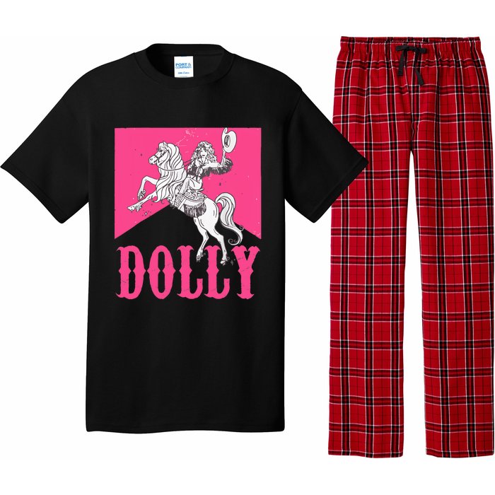 Girl Retro Personalized Dolly Cowgirl First Name Pajama Set