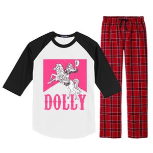 Girl Retro Personalized Dolly Cowgirl First Name Raglan Sleeve Pajama Set