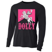 Girl Retro Personalized Dolly Cowgirl First Name Cooling Performance Long Sleeve Crew