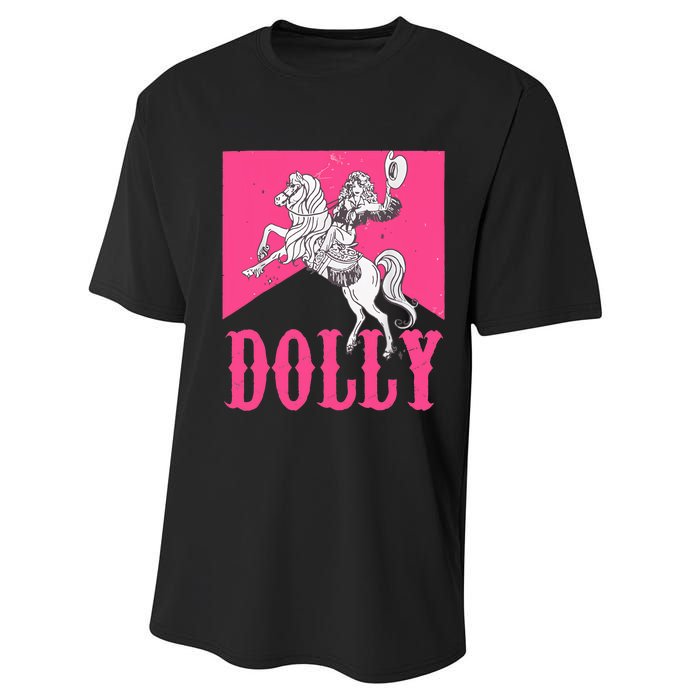 Girl Retro Personalized Dolly Cowgirl First Name Performance Sprint T-Shirt