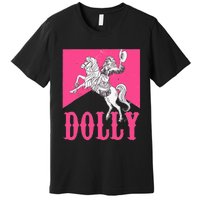 Girl Retro Personalized Dolly Cowgirl First Name Premium T-Shirt