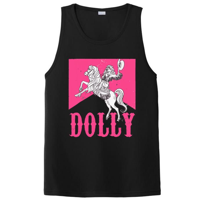 Girl Retro Personalized Dolly Cowgirl First Name PosiCharge Competitor Tank