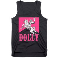 Girl Retro Personalized Dolly Cowgirl First Name Tank Top