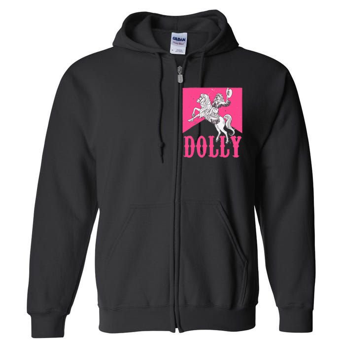 Girl Retro Personalized Dolly Cowgirl First Name Full Zip Hoodie