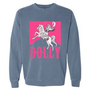 Girl Retro Personalized Dolly Cowgirl First Name Garment-Dyed Sweatshirt