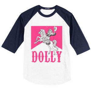 Girl Retro Personalized Dolly Cowgirl First Name Baseball Sleeve Shirt