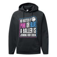 Gender Reveal Party Quote For A Basketball Player Performance Fleece Hoodie