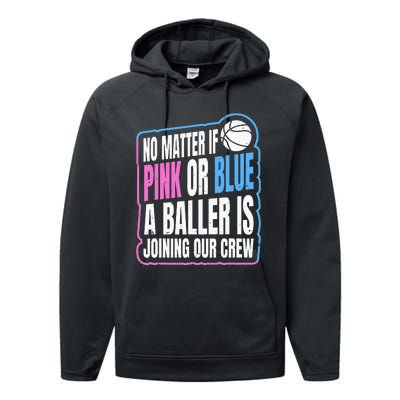 Gender Reveal Party Quote For A Basketball Player Performance Fleece Hoodie