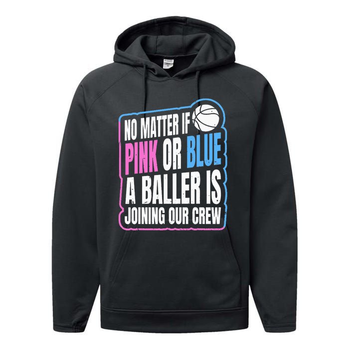 Gender Reveal Party Quote For A Basketball Player Performance Fleece Hoodie