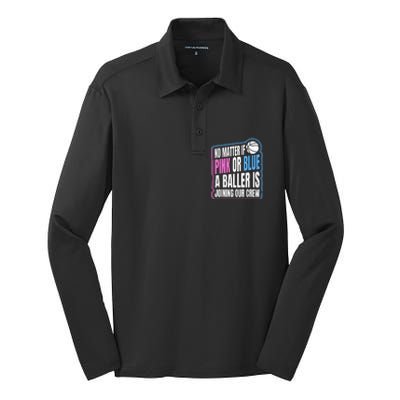 Gender Reveal Party Quote For A Basketball Player Silk Touch Performance Long Sleeve Polo