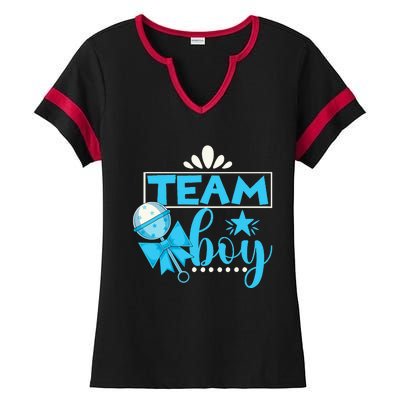 Gender Reveal Party Baby Shower Team Boy Gender Reveal Ladies Halftime Notch Neck Tee