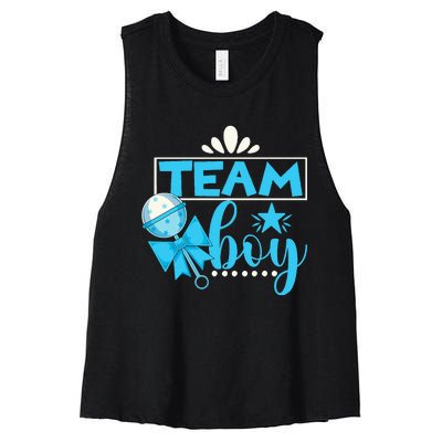 Gender Reveal Party Baby Shower Team Boy Gender Reveal Women's Racerback Cropped Tank