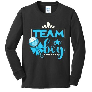 Gender Reveal Party Baby Shower Team Boy Gender Reveal Kids Long Sleeve Shirt