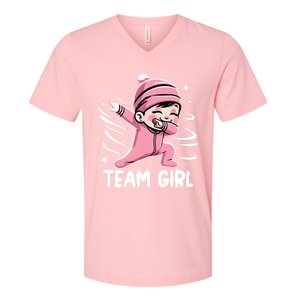 Gender Reveal Party Team Girl Baby Announcement V-Neck T-Shirt