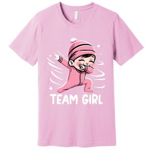 Gender Reveal Party Team Girl Baby Announcement Premium T-Shirt