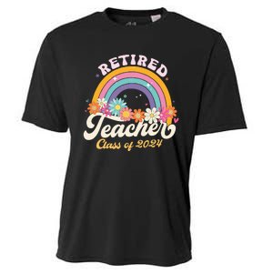 Groovy Rainbow Retired Teacher Class Of 2024 Cooling Performance Crew T-Shirt