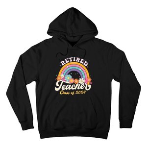 Groovy Rainbow Retired Teacher Class Of 2024 Hoodie