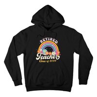 Groovy Rainbow Retired Teacher Class Of 2024 Hoodie