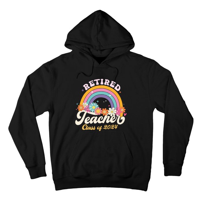 Groovy Rainbow Retired Teacher Class Of 2024 Hoodie