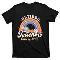 Groovy Rainbow Retired Teacher Class Of 2024 T-Shirt