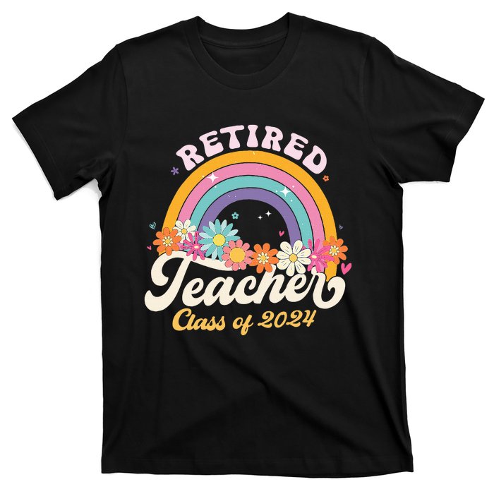 Groovy Rainbow Retired Teacher Class Of 2024 T-Shirt