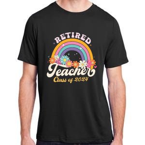 Groovy Rainbow Retired Teacher Class Of 2024 Adult ChromaSoft Performance T-Shirt