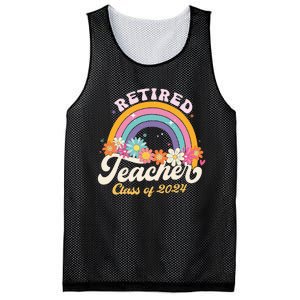 Groovy Rainbow Retired Teacher Class Of 2024 Mesh Reversible Basketball Jersey Tank