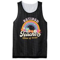 Groovy Rainbow Retired Teacher Class Of 2024 Mesh Reversible Basketball Jersey Tank