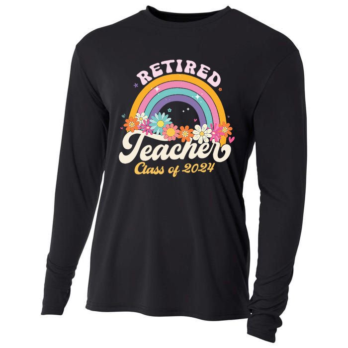 Groovy Rainbow Retired Teacher Class Of 2024 Cooling Performance Long Sleeve Crew