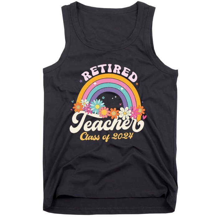 Groovy Rainbow Retired Teacher Class Of 2024 Tank Top