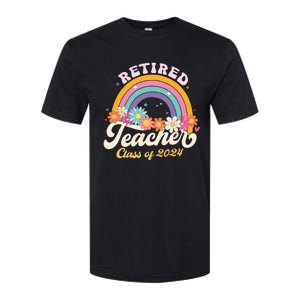 Groovy Rainbow Retired Teacher Class Of 2024 Softstyle CVC T-Shirt