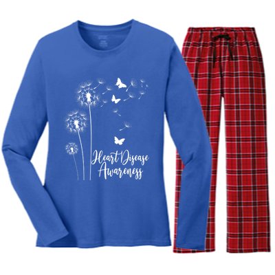 Go Red Ribbon Heart Disease Awareness Month American Heart Gift Women's Long Sleeve Flannel Pajama Set 