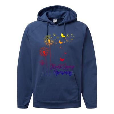 Go Red Ribbon Heart Disease Awareness Month American Heart Funny Gift Performance Fleece Hoodie