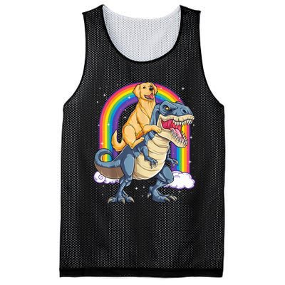 Golden Retriever Riding Dinosaur T RexBoys Rainbow Mesh Reversible Basketball Jersey Tank