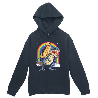 Golden Retriever Riding Dinosaur T RexBoys Rainbow Urban Pullover Hoodie