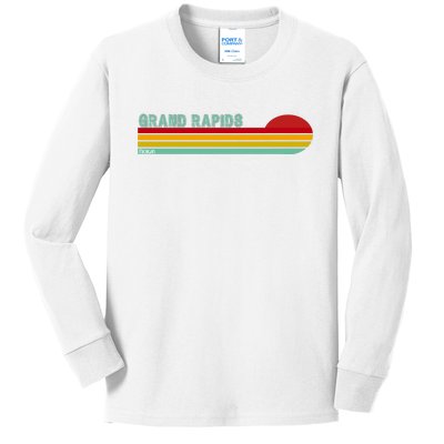 Grand Rapids Retro Michigan Kids Long Sleeve Shirt