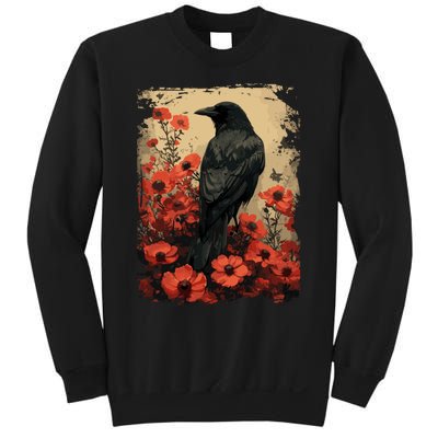 Gothic Raven Rose Enchanted Vintage Floral Crow Sweatshirt