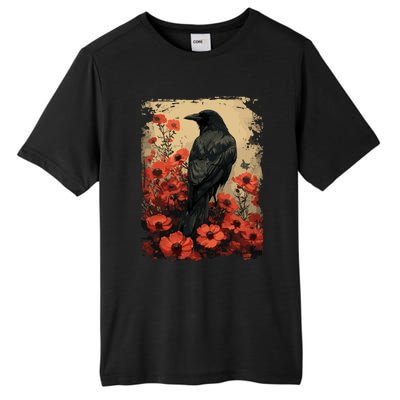 Gothic Raven Rose Enchanted Vintage Floral Crow Tall Fusion ChromaSoft Performance T-Shirt