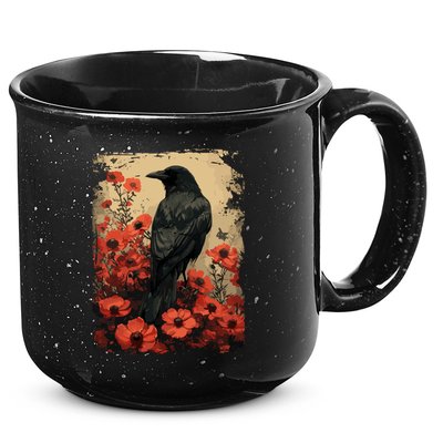 Gothic Raven Rose Enchanted Vintage Floral Crow 15oz Campfire Ceramic Mug
