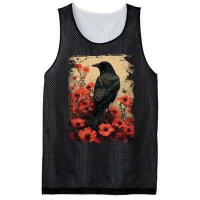 Gothic Raven Rose Enchanted Vintage Floral Crow Mesh Reversible Basketball Jersey Tank