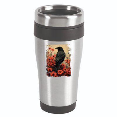 Gothic Raven Rose Enchanted Vintage Floral Crow 16oz Travel Tumbler