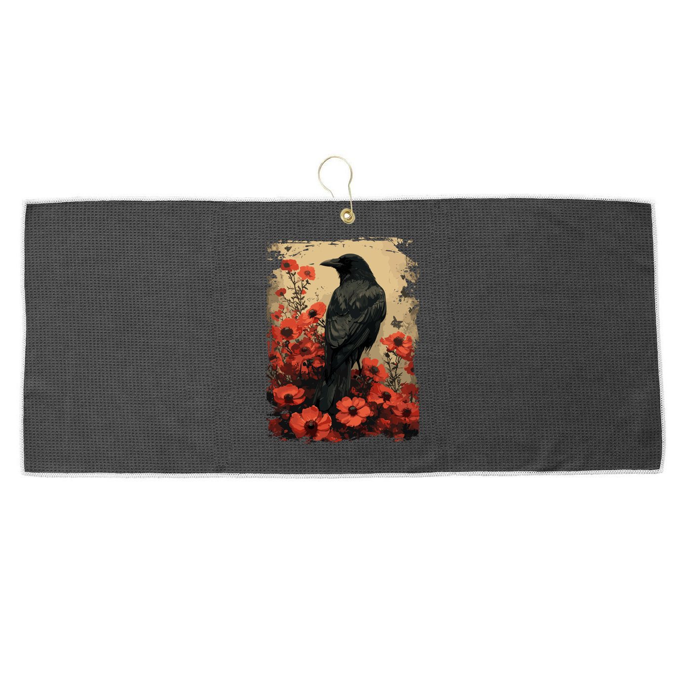 Gothic Raven Rose Enchanted Vintage Floral Crow Large Microfiber Waffle Golf Towel