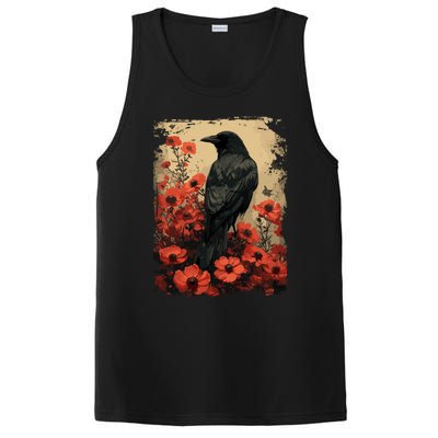 Gothic Raven Rose Enchanted Vintage Floral Crow PosiCharge Competitor Tank