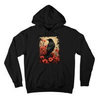 Gothic Raven Rose Enchanted Vintage Floral Crow Tall Hoodie