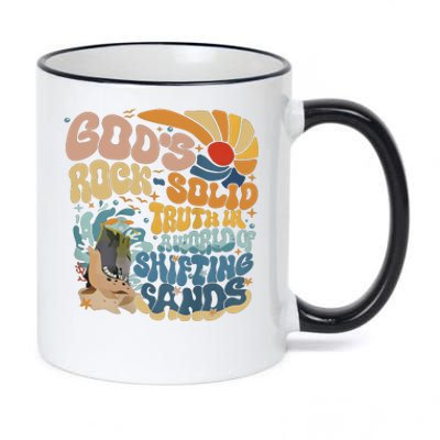 GodS Rocksolid Retro Beach Vbs 2024 Christian 11oz Black Color Changing Mug