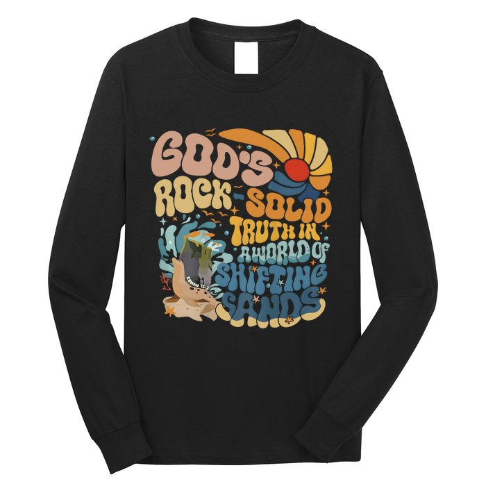 GodS Rocksolid Retro Beach Vbs 2024 Christian Long Sleeve Shirt