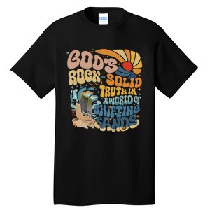 GodS Rocksolid Retro Beach Vbs 2024 Christian Tall T-Shirt