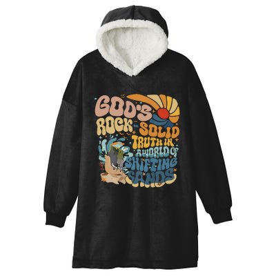 GodS Rocksolid Retro Beach Vbs 2024 Christian Hooded Wearable Blanket