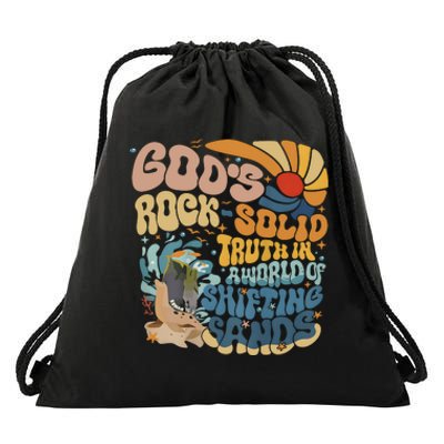 GodS Rocksolid Retro Beach Vbs 2024 Christian Drawstring Bag