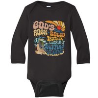 GodS Rocksolid Retro Beach Vbs 2024 Christian Baby Long Sleeve Bodysuit